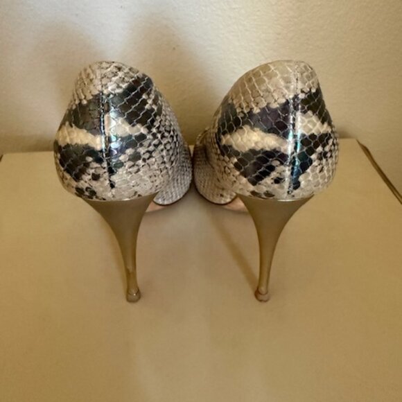 GIUSEPPE ZANOTTI Leather Snakeskin Embossed Hidden Platform Open Toe Heels - Picture 4 of 6